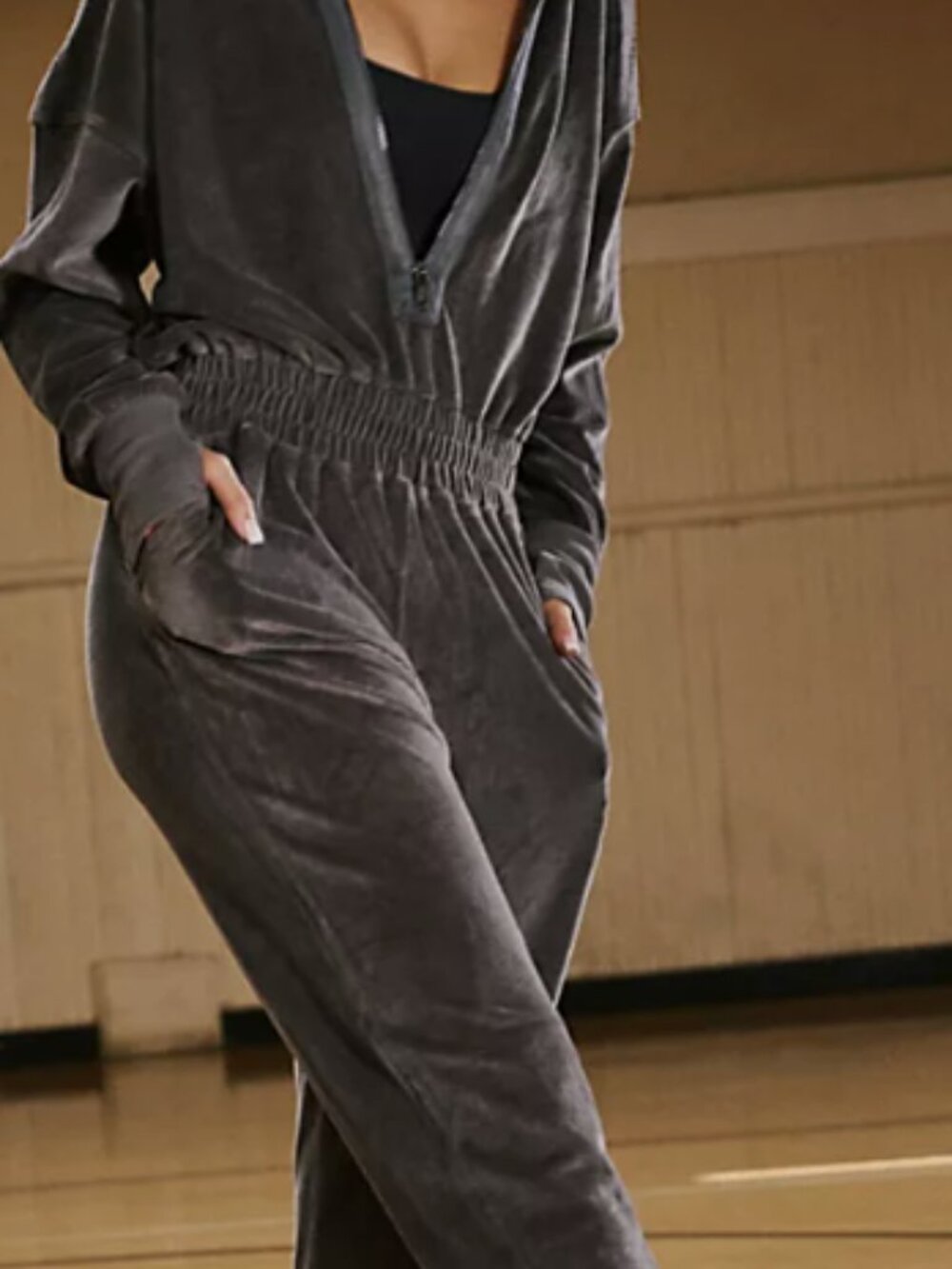 Free People Movement Training Day Velour Jumpsuit